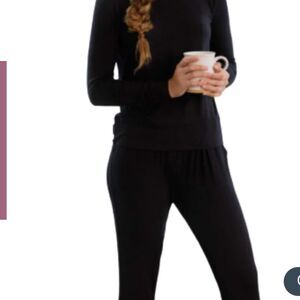 Mon Loungewear Classic Basic Style Black Modal Pajamas Set XL NWT